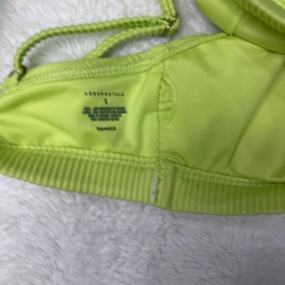 Aeropostale Bikini Swimsuit Small Bright Green Yellow High Rise Waist Chartreuse - Picture 3 of 8